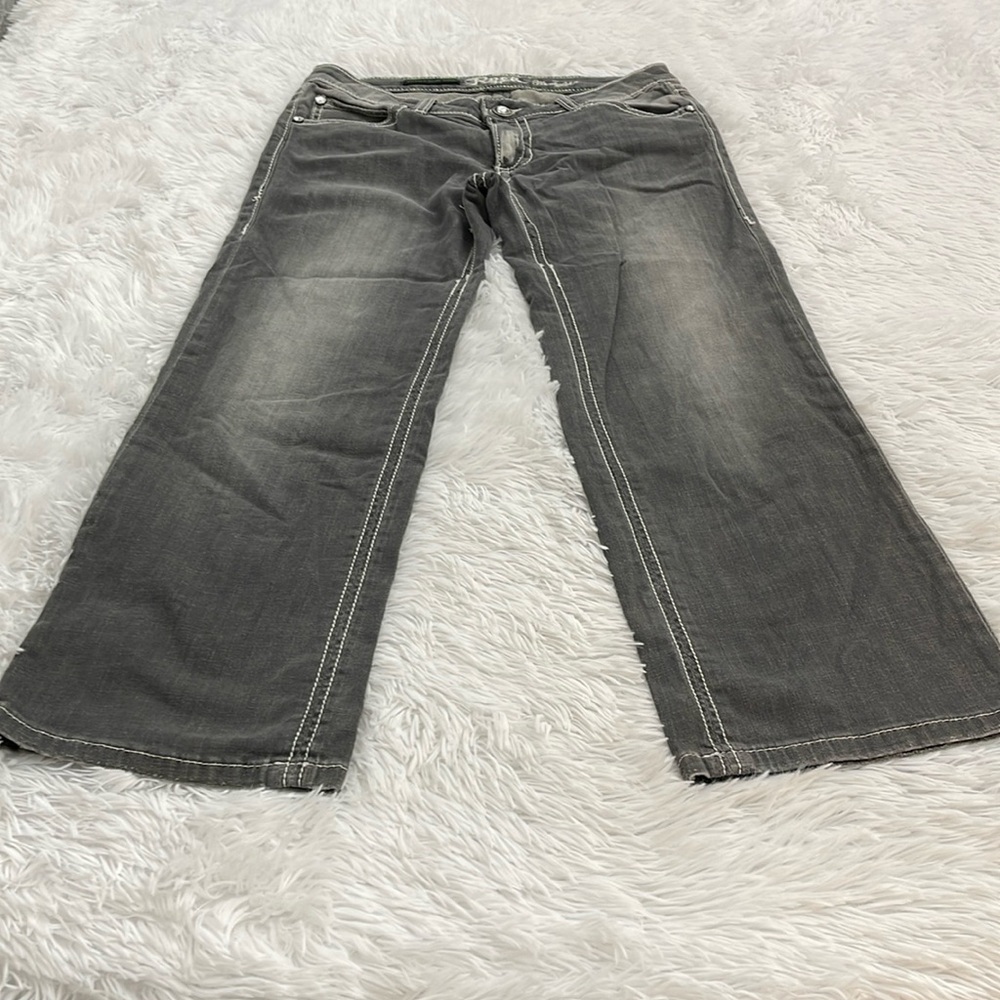 ROCK 47 BY WRANGLER WOMENS JEANS GRAY SIZE 5/6. ULTRA LOW RISE